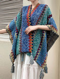 Boho Tassel Wavy Texture Knit Shawl Wrap 6W6NSC48