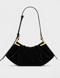 Simple Solid Color Ruffled Suede Underarm Bag 6W10BBG1944