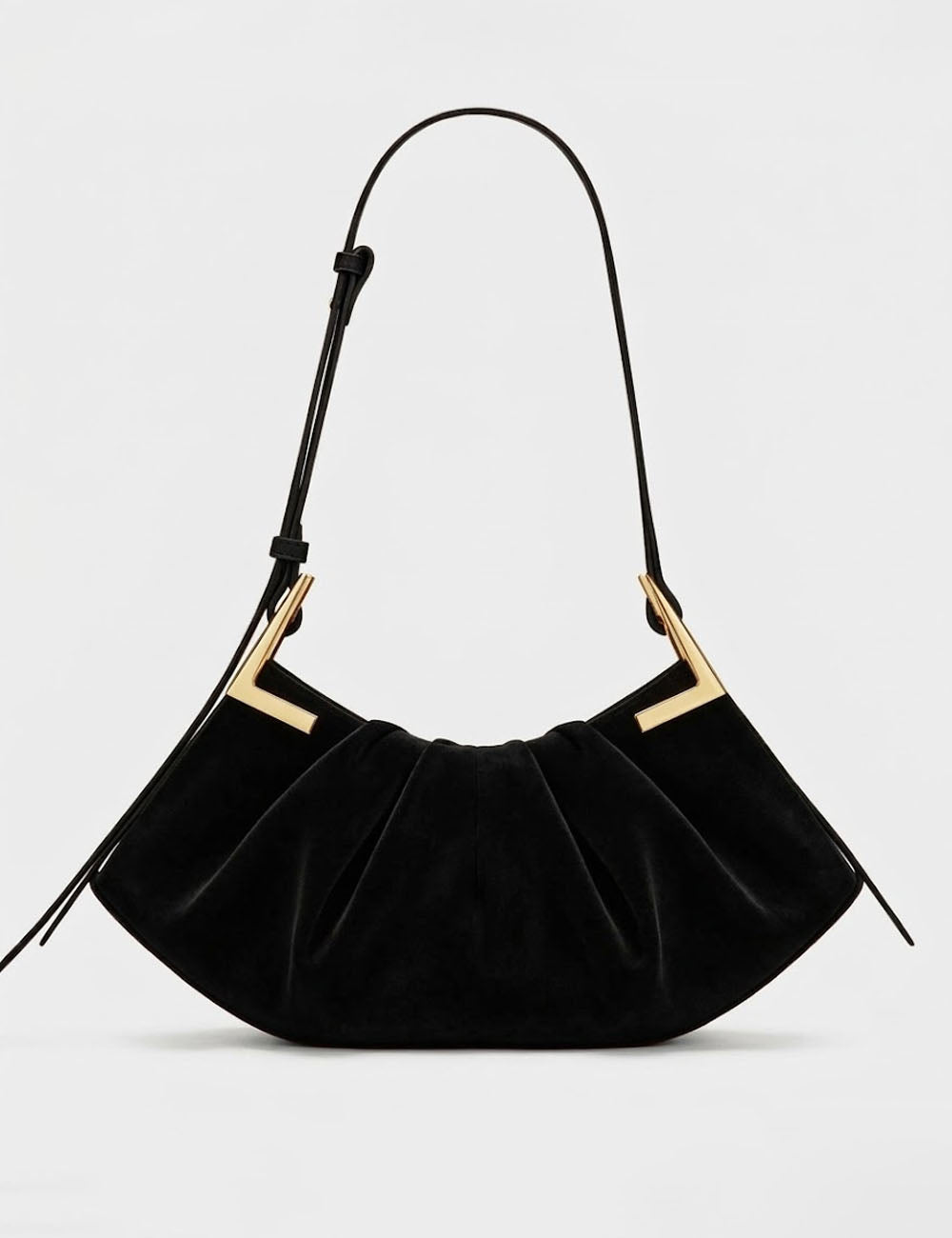 Simple Solid Color Ruffled Suede Underarm Bag 6W10BBG1944