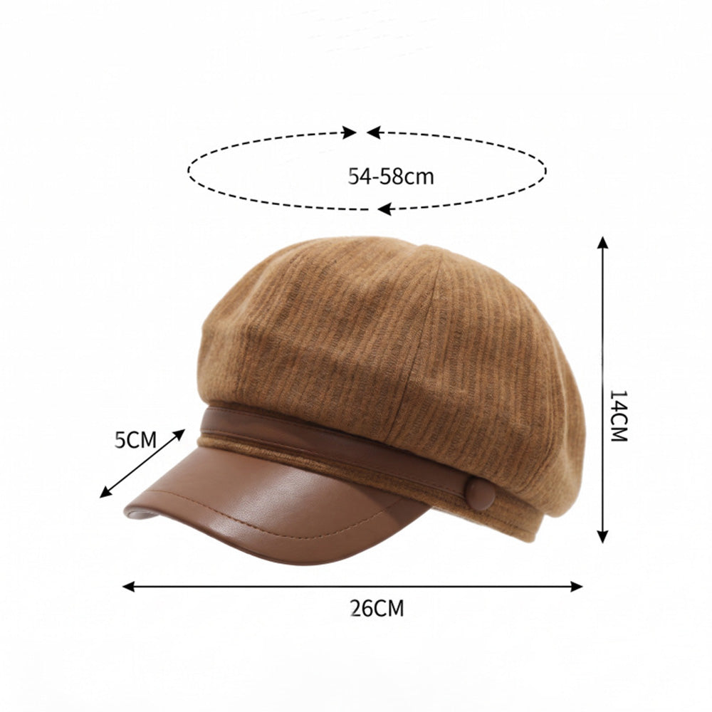 Fall Octagonal PU Leather Brim Newsboy Cap 6W6HAT783