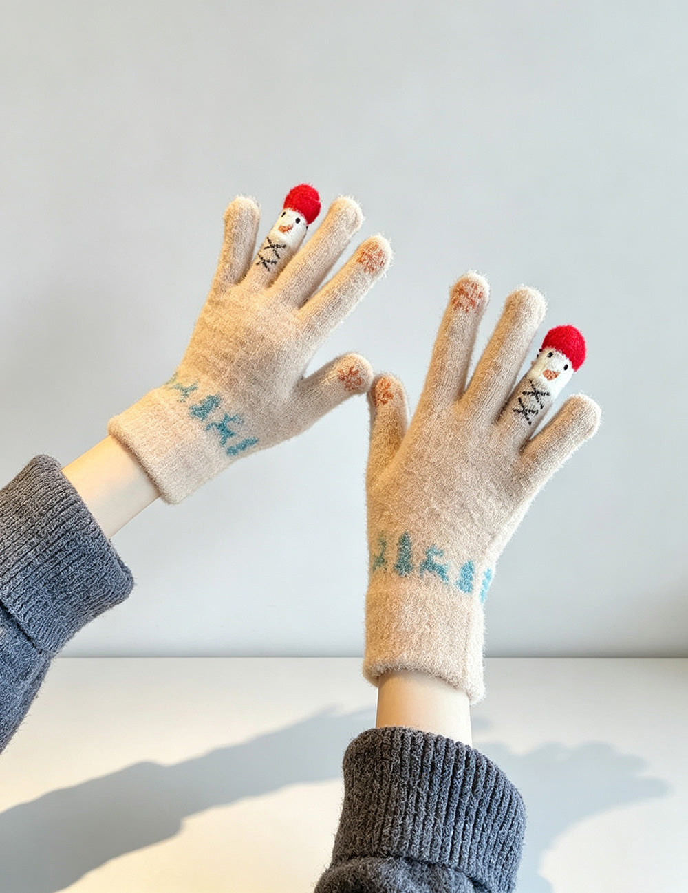 Cute Cartoon Thicken Plush Warm Knit Gloves 6W6GLO109