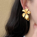 Exaggerated Gold Plated 3D Floral Earrings 6W6JER811
