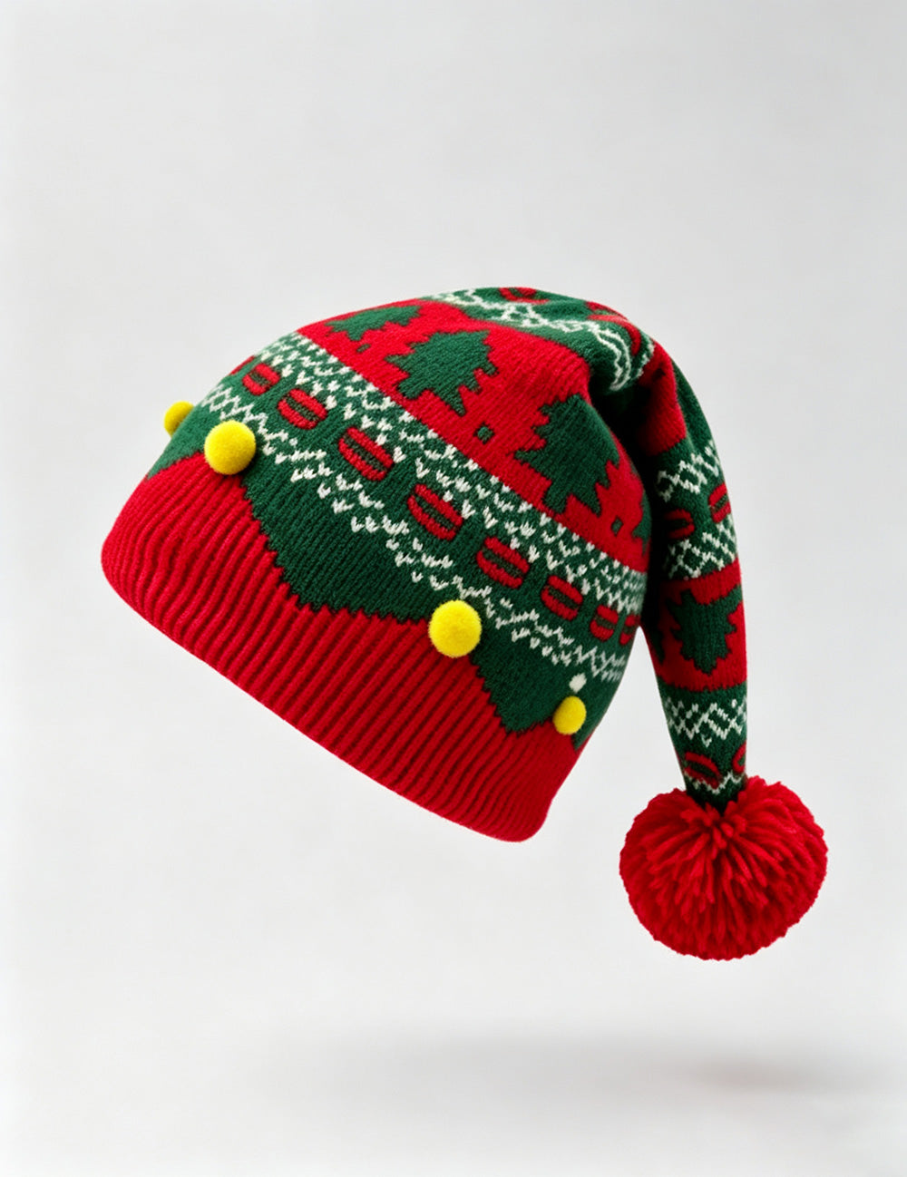 Christmas Tree Plush Ball Knit Beanie Hat 6W6HAT836