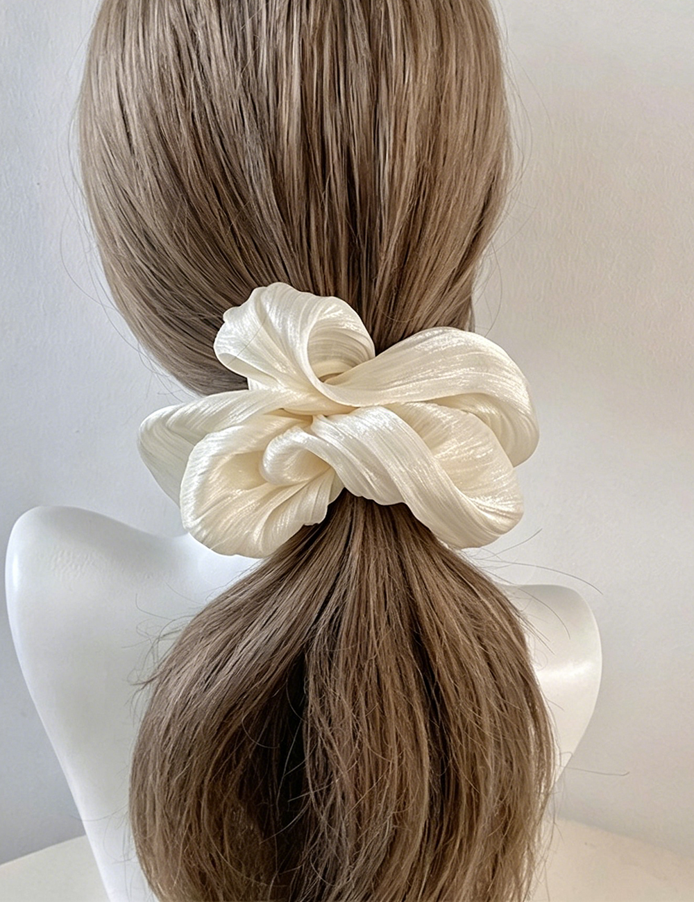 Pearlescent Chiffon Ruffled Hair Scrunchie - DippedShop Wholesale - #2627