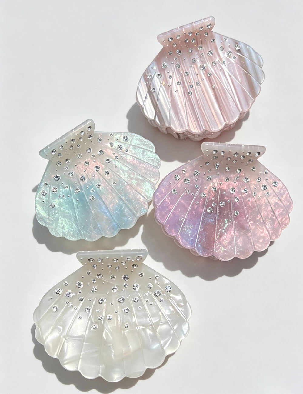 Iridescent Rhinestone Shell Acetate Hair Clip 6W6HCP1270