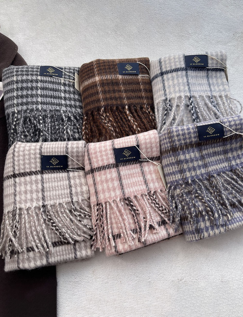 Vintage Plaid Wool Blend Knit Tassel Scarf 6W6NSC67