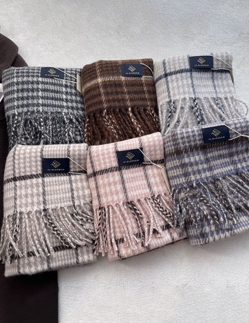 Vintage Plaid Wool Blend Knit Tassel Scarf 6W6NSC67