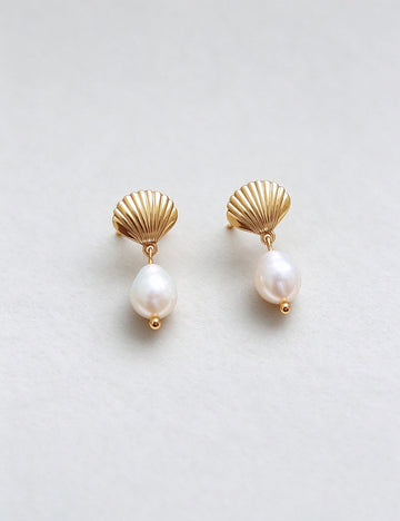 Shell Pearl Dangle Earrings - DippedShop Wholesale - #4291