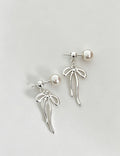 Pearl Bow Tassel Stud Earrings - DippedShop Wholesale - #4835