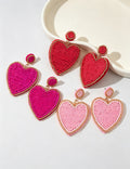 Beaded Heart Dangle Earrings - DippedShop Wholesale - #3923