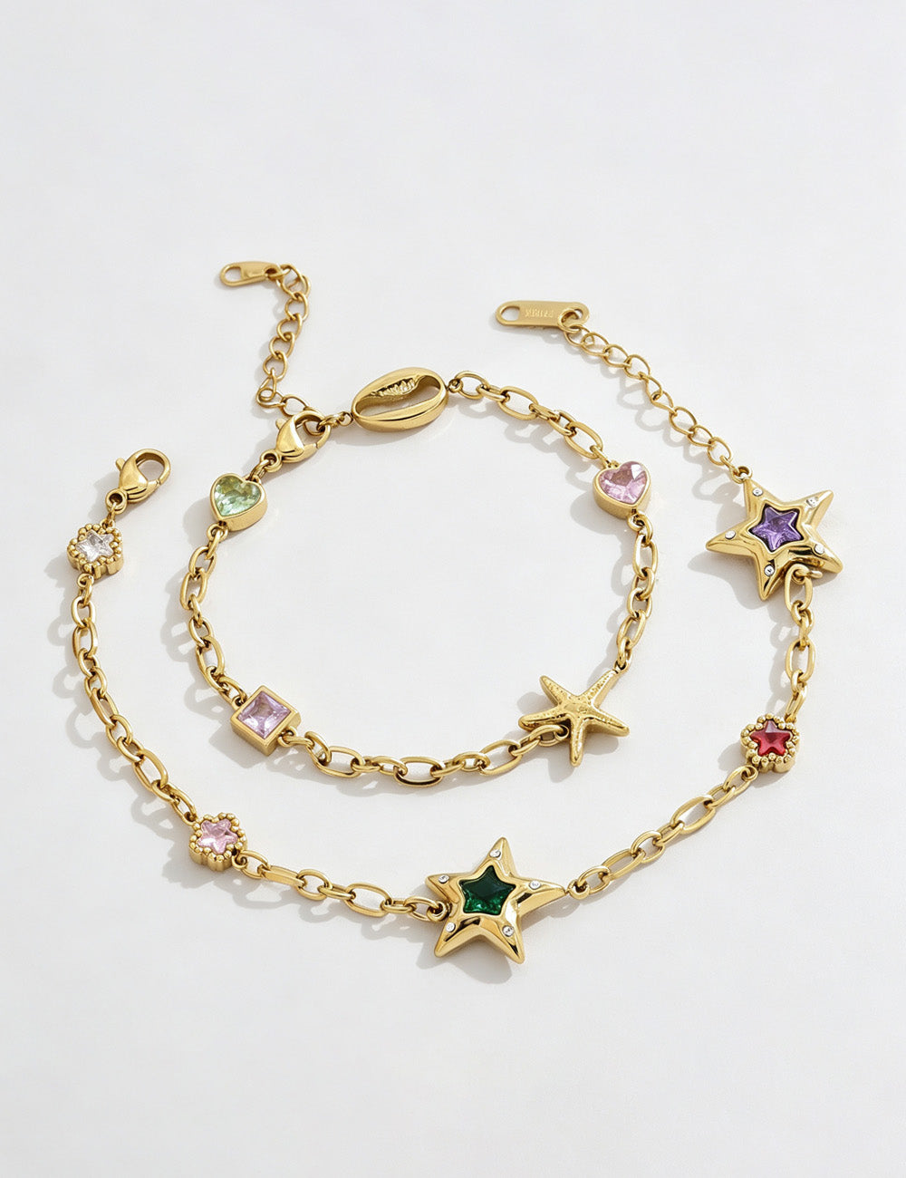 Stylish Metal Starfish Rhinestones Chain Bracelets 6W6JBR489
