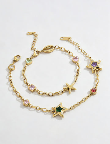 Stylish Metal Starfish Rhinestones Chain Bracelets 6W6JBR489