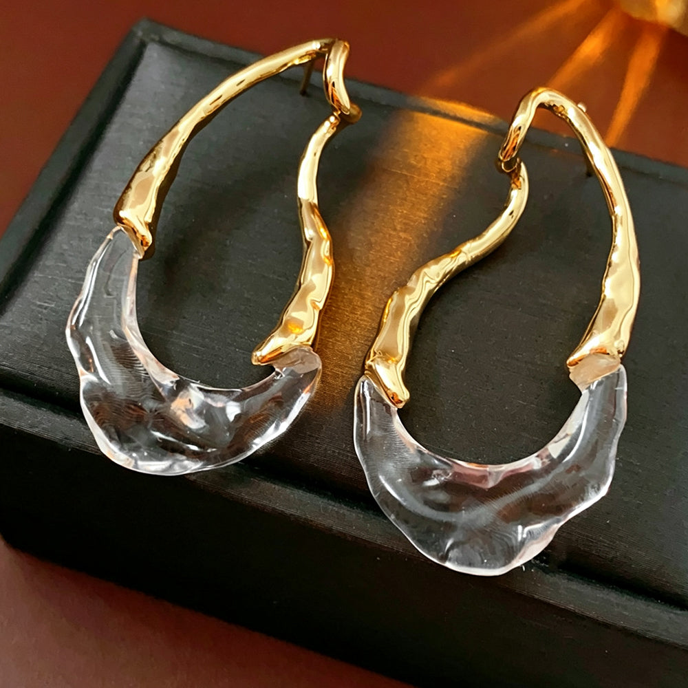 Chunky Gold Plated Teardrop Statement Stud Earrings 6W6JER768