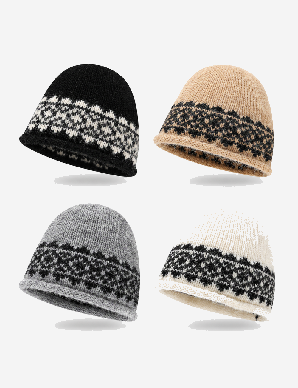 Vintage Jacquard Knit Beanie Hat 6W6HAT681
