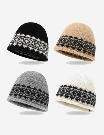Vintage Jacquard Knit Beanie Hat 6W6HAT681