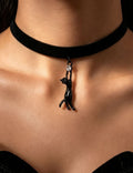 Gothic Style Rhinestone Cat Pendant Choker Necklace 6W6JNC611