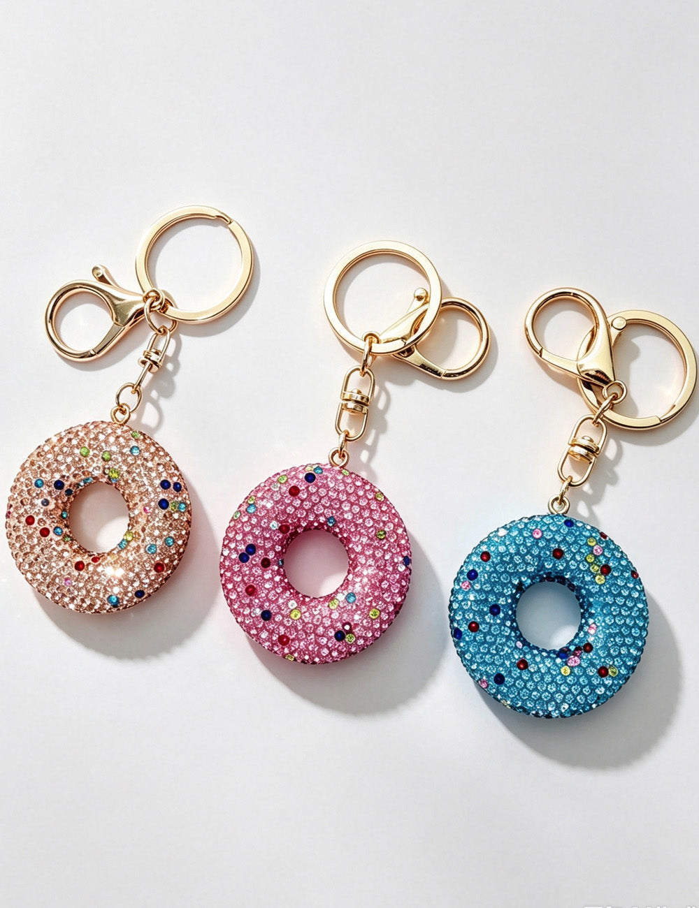 Rhinestone Donut Keychain Charm - DippedShop Wholesale - #6755