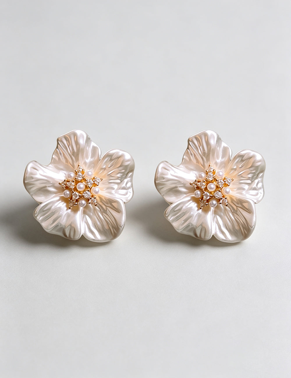 3D Floral Rhinestone Stud Earrings - DippedShop Wholesale - #9875