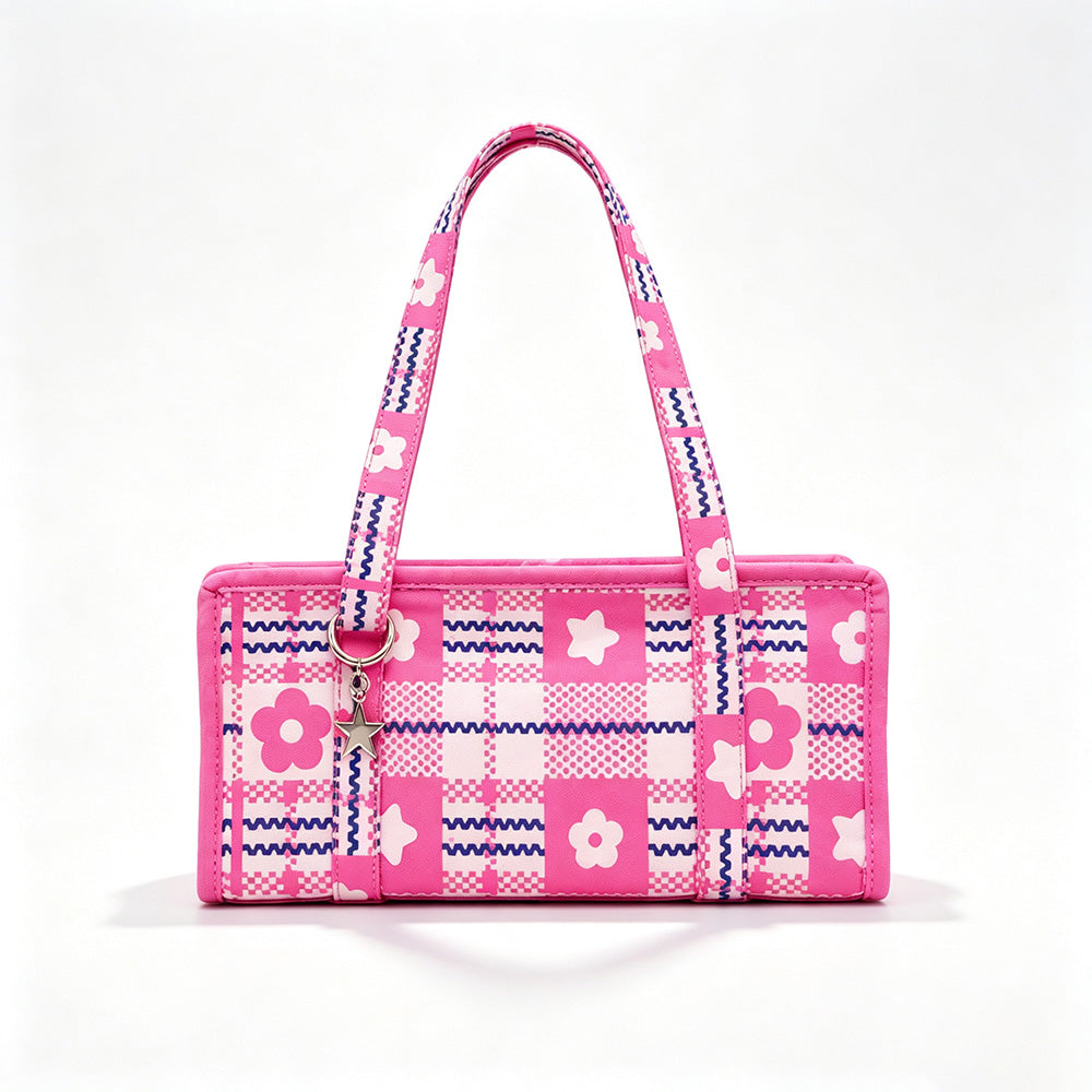 Minimalist Square Plaid Nylon Shoulder Bag 6W10BBG2131