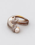 Elegant Cubic Zirconia Knot Pearl Open Ring 6W6JRG366
