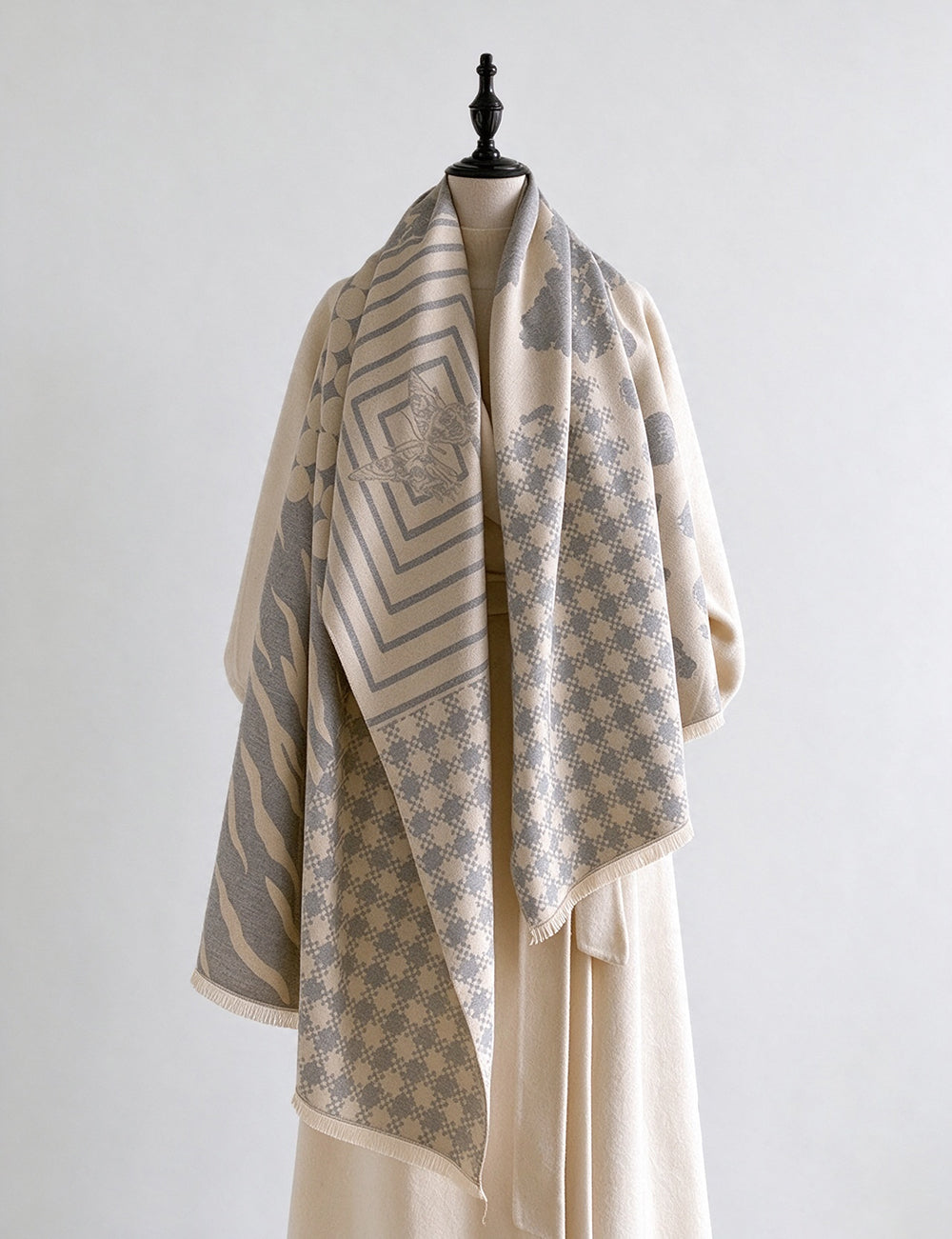 Reversible Houndstooth Shawl Scarf - DippedShop Wholesale - #2835