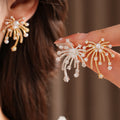 Vintage Sparkly Firework Pearl Stud Earrings 6W6JER756