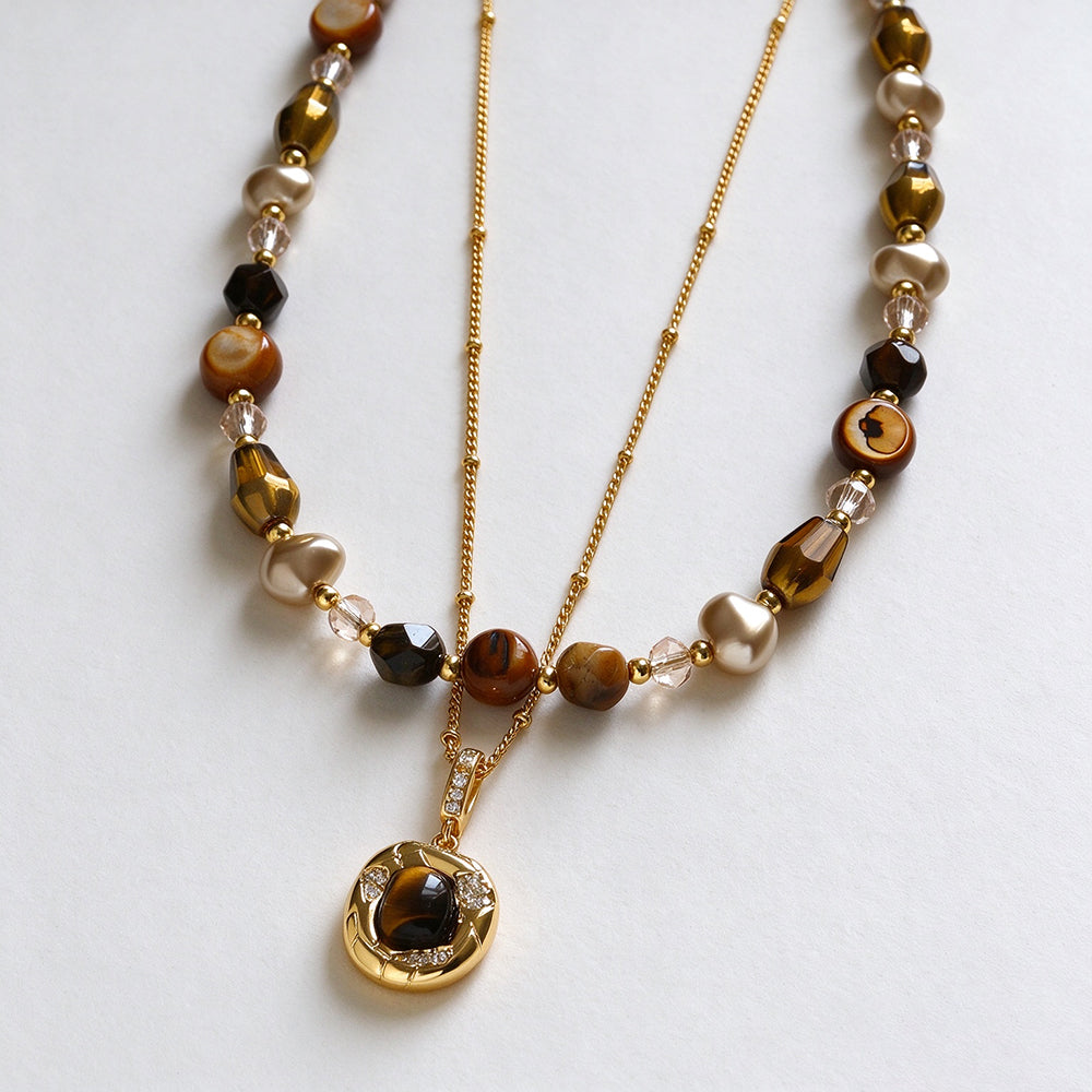 Tiger Eye Pendant Necklace - DippedShop Wholesale - #0131