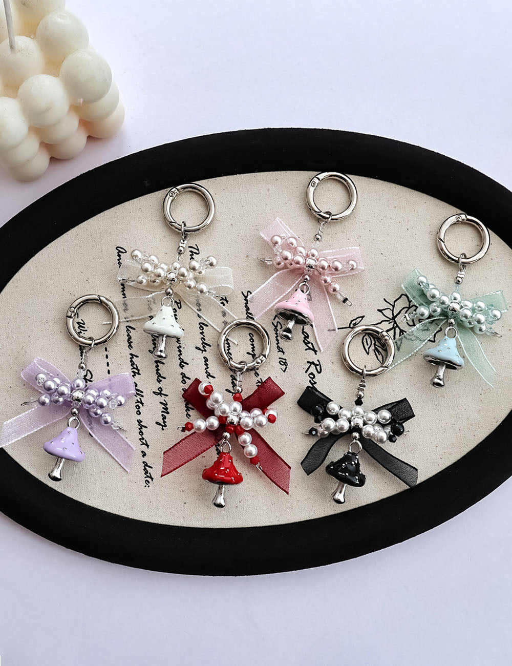 Handmade Bowknot Mushroom Kaychain Bag Charm 6W10BBC411