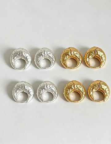 Chunky Texture Geometric Circle Hoop Earrings 6W6JER594