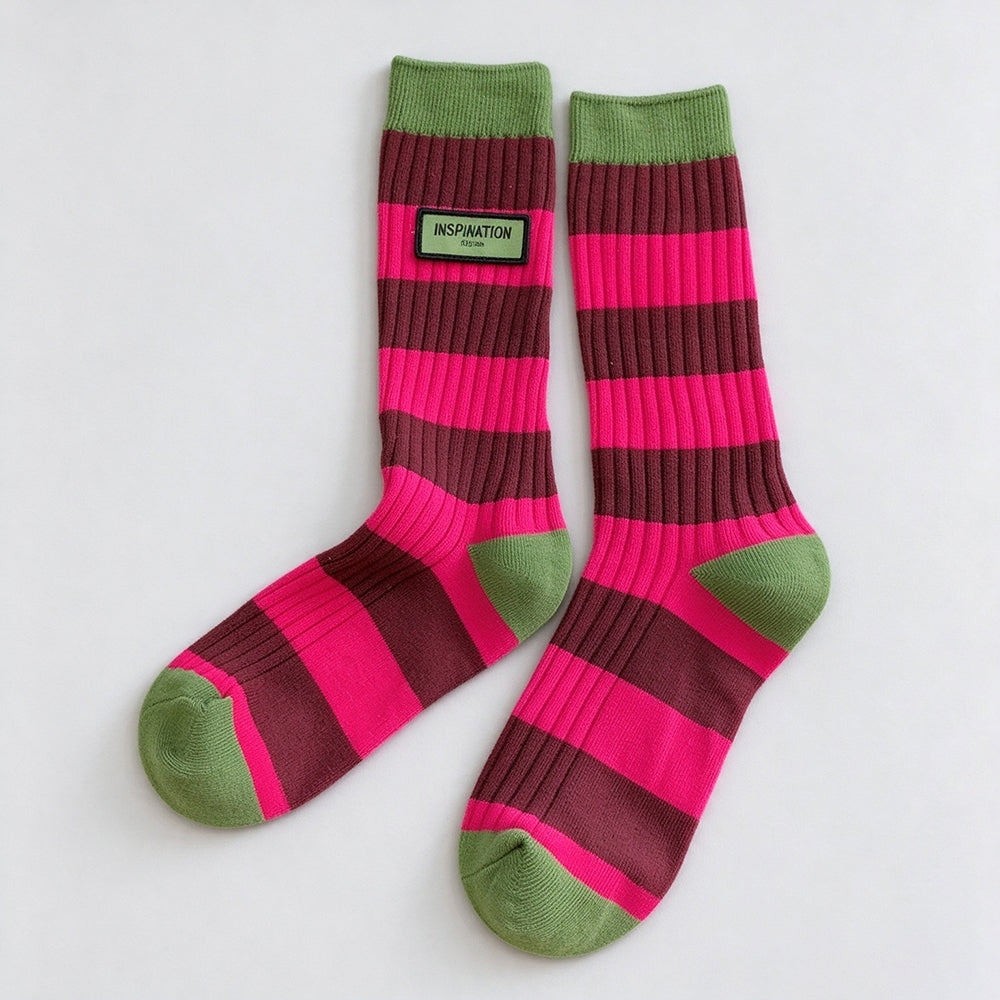 Stylish Color Block Striped Knit Socks 6W8FSO1000