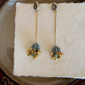 Boho Style Enamel Rhinestone Flower Dangle Earrings 6W6JER746