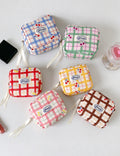 Fresh Cherry Plaid Print Portable Cosmetic Bag 6C5CO267