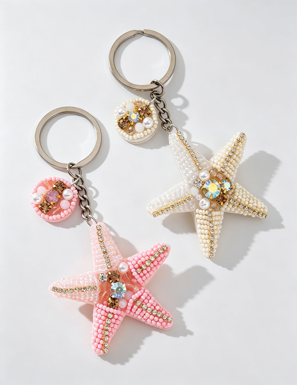 Stylish Handmade Beads Rhinestones Star Pendant Keychain 6W10BBC754