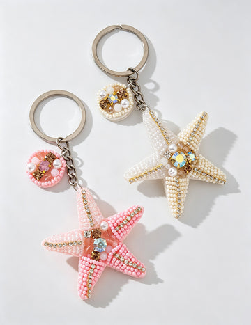 Stylish Handmade Beads Rhinestones Star Pendant Keychain 6W10BBC754