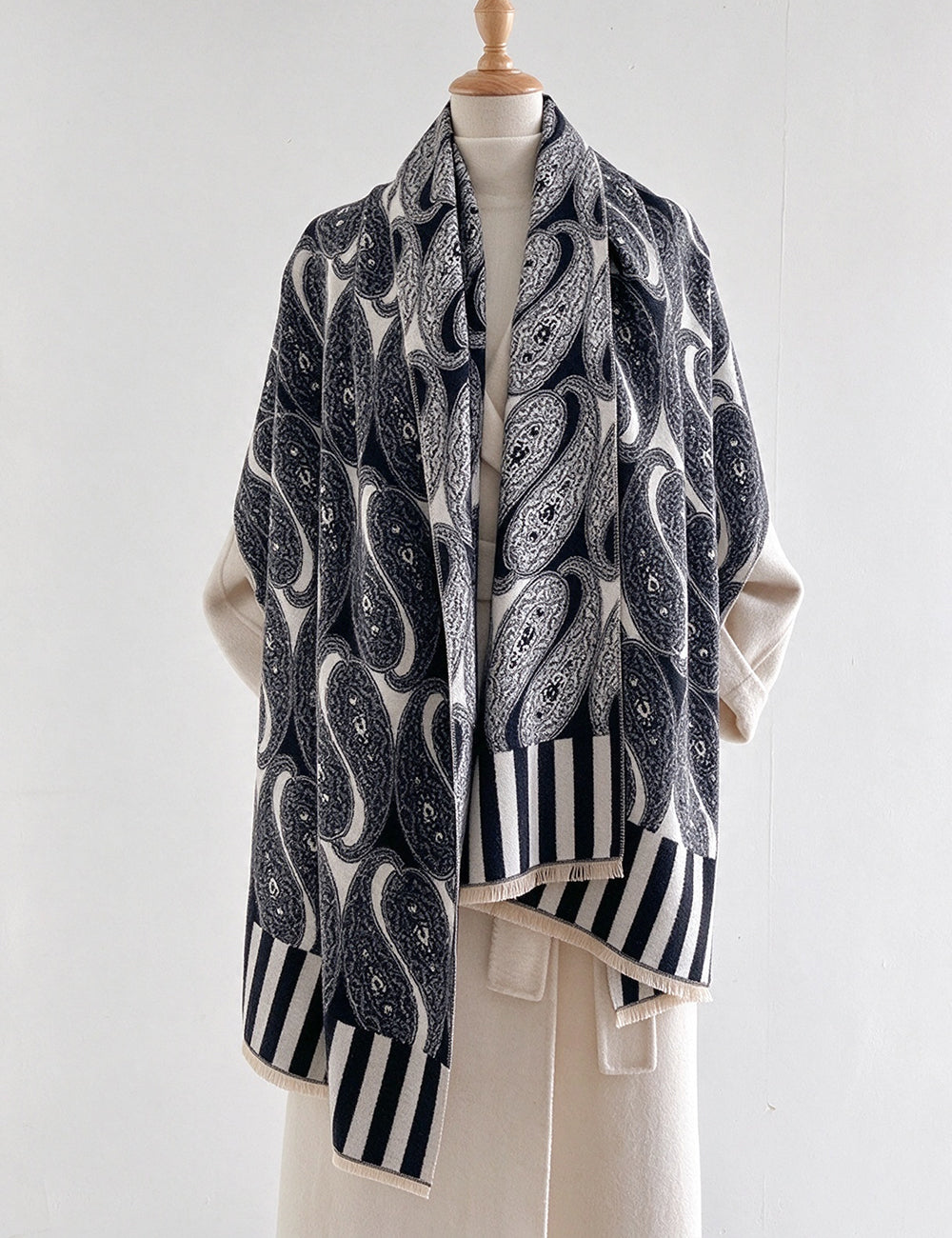 Thermal Paisley Tassel Scarf - DippedShop Wholesale - #5779