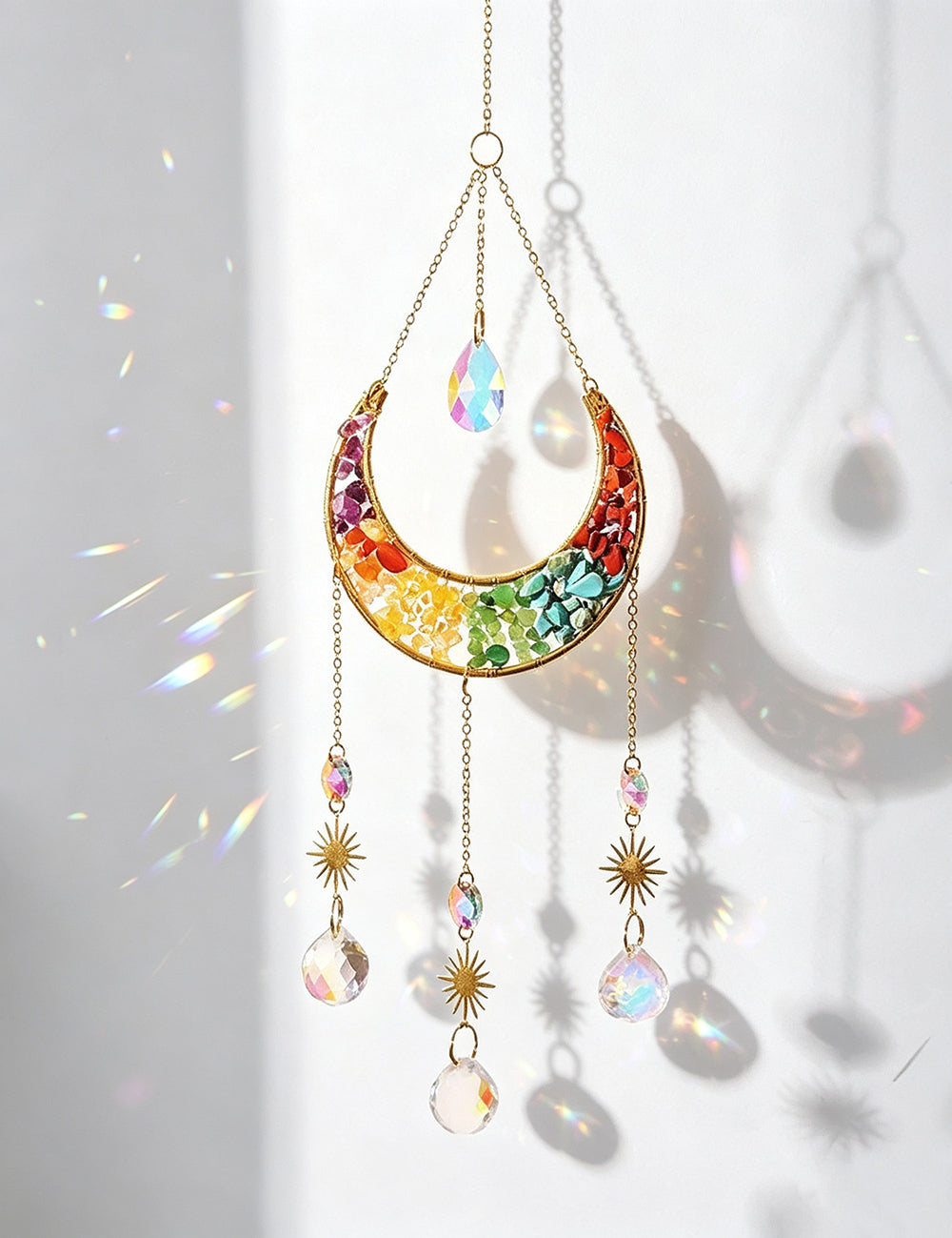 Sparkling Colorful Crystal Moon Sun Catcher 6H7HLS185