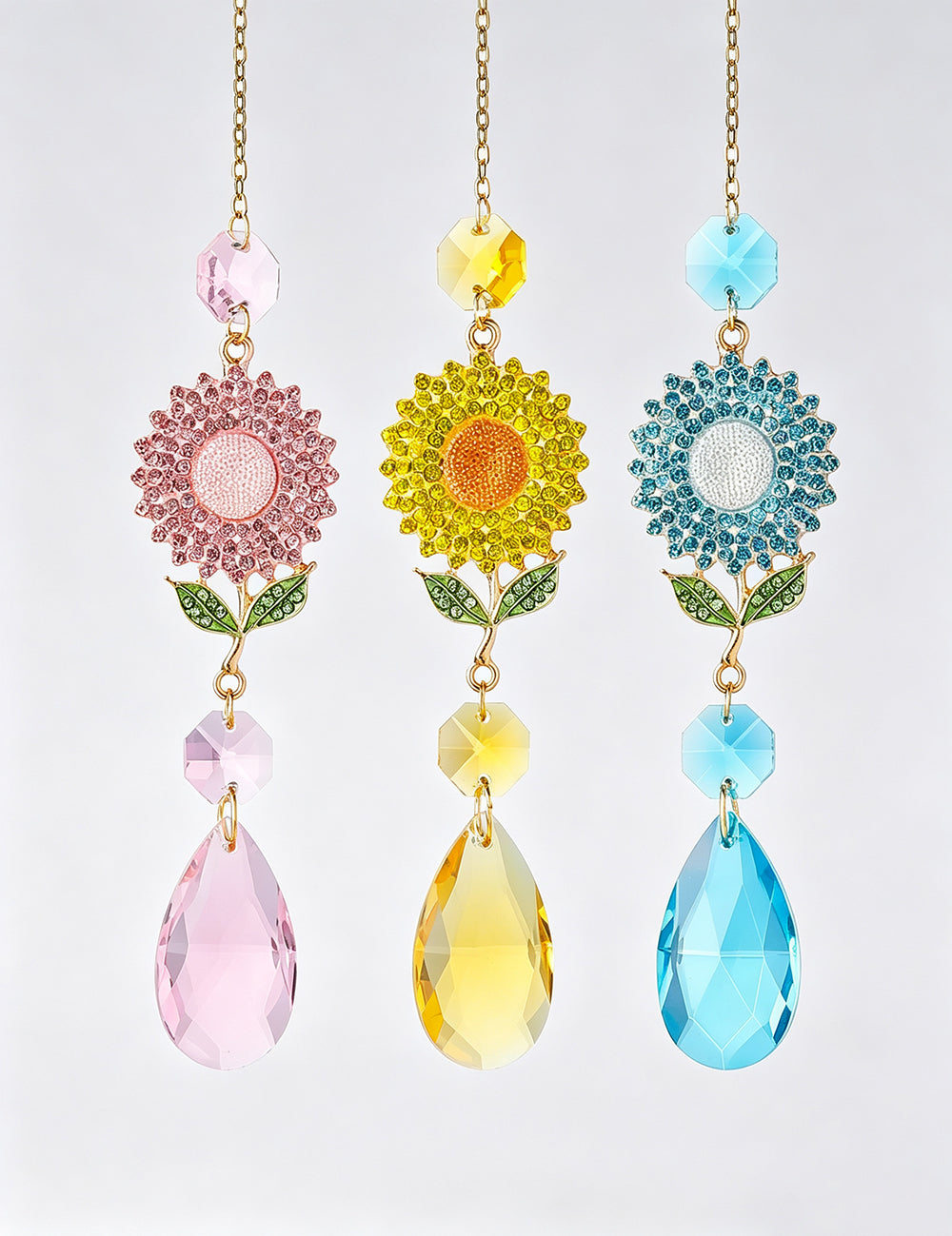 Rhinestone Sunflower Crystal Suncatcher - DippedShop Wholesale - #8611