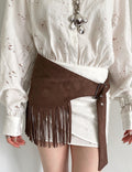 Minimalist Solid Color Triangular Tassel PU Belt 6W6JBT213