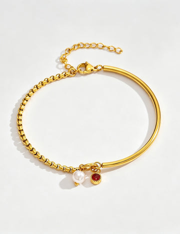 Elegant Pearl Gold Plated Chain Bracelet 6W6JBR526