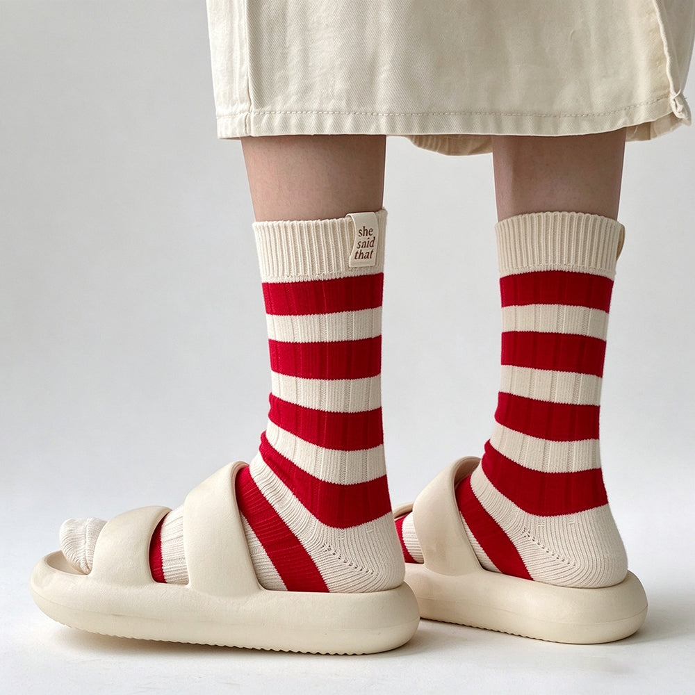 Striped Slouchy Crew Socks - DippedShop Wholesale - #7043