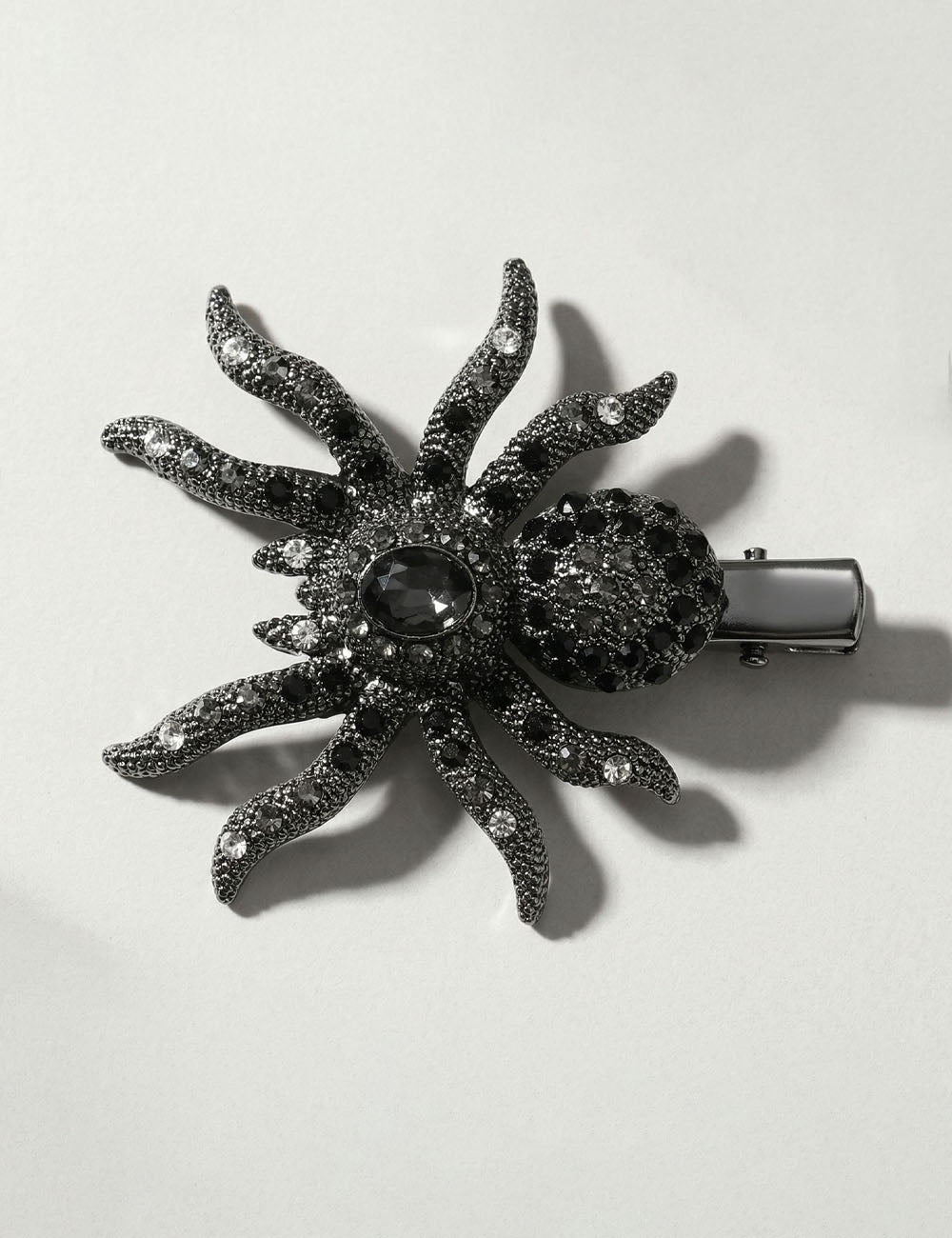 Sparkling Black Rhinestone Spider Duckbill Hair Clip 6W6HCP1319