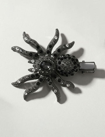Sparkling Black Rhinestone Spider Duckbill Hair Clip 6W6HCP1319