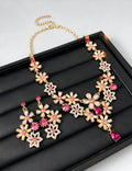 Exaggerated Rhinestone Floral Pendant Necklace 6W6JNC917