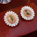 Stylish Rhinestone Oval Sunflower Stud Earrings 6W6JER739