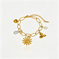 Fashion Gold Plated Star Flower Charm Bracelet 6W6JBR519