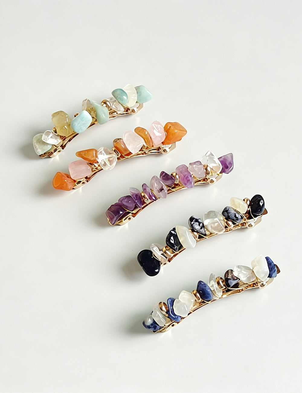 Dainty Irregular Stone Beaded Hair Barrette 6W6HCP1262