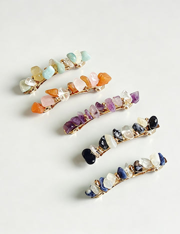 Dainty Irregular Stone Beaded Hair Barrette 6W6HCP1262