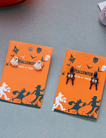 Cute Ghost Gold Plated Halloween Stud Earrings 6W6JER545