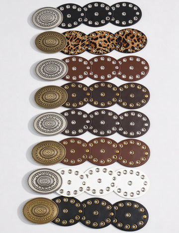 Retro Western Oval Buckle Wide Disc Waist Belt 6W6JBT234