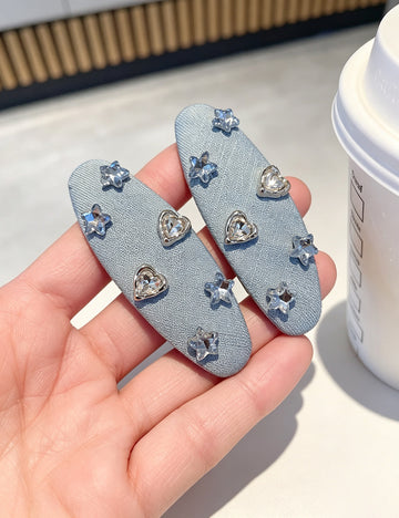 Sweet Light Denim Rhinestone Star Hair Clip 6W6HPN108
